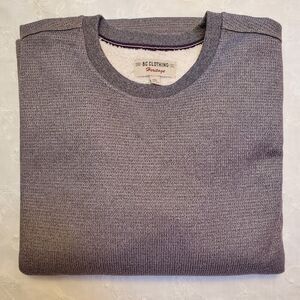 BC Clothing Heritage  Mens Sweater Sweatshirt Waffle Knit Fleece Lined Grey XXL